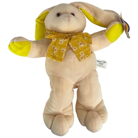 Kuddle Me Toys Velboa Bunny Rabbit Plush with Ribbon 14 Inch 1999 Stuffed Animal - Picture 3 of 7